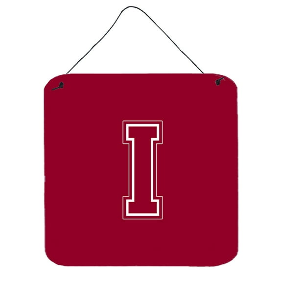 Letter I Initial Monogram - Maroon and White Wall or Door Hanging Prints