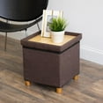 Humble Crew Collapsible Cube Storage Ottoman Foot Stool with Tray