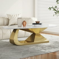 Elegant Modern Coffee Table with Sintered Stone Top and Stainless Steel Base - Durable Centerpiece for Your Living Room