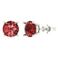 thumbnail image 2 of 3 Ct Round Cut Studs Red Natural Garnet 18K White Solid Solid Gold Everyday Dainty Earrings Push Back, 2 of 7