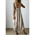 thumbnail image 3 of Chouyatou Women's Summer Spaghetti Strap Sleeveless Linen Overall Dress Casual A-Line Midi Long Beach Dress, 3 of 4