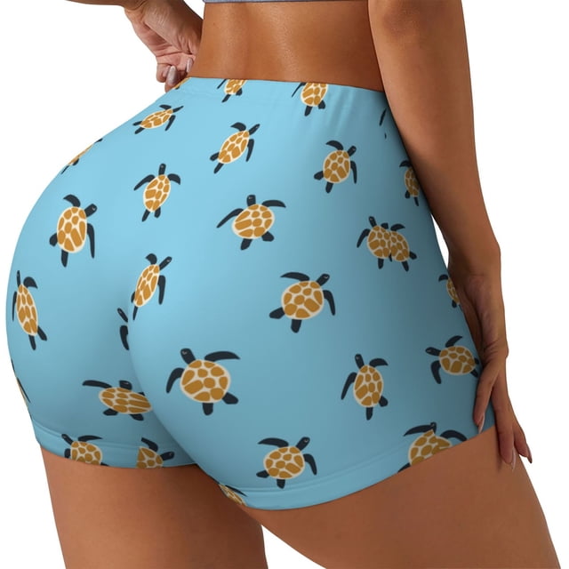 Fotbe Sea Turtle Shorts Sin Costuras – Shorts Deportivos de Cintura Alta para Mujer, Elásticos para Gimnasio, Yoga, Running o Ciclismo-Small