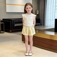 thumbnail image 4 of Cethrio Girls Summer Outfit Sets, Flutter Sleeve Cute 2 Piece Casual Girls Clothing sets Beige Size 6, 4 of 5