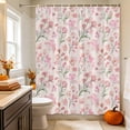 thumbnail image 3 of Pink Spring Floral Shower Curtain Set - 48" x 72" Washable Bathtub Curtain with 12 Hooks, Green Botanical Wildflower Blossoms Waterproof Fabric Stall Shower Curtains for Bathroom/Bathtub Décor, 3 of 8