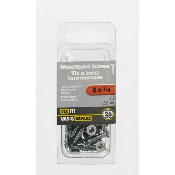 Vis bois tt plate 8 x 3/4 po plq 26 pièces Utilisé en remplacement des clous pour une force de maintien supérieure et là où un démontage est requis.