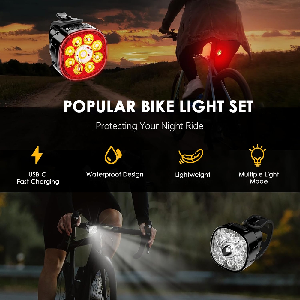 LITAMPO Rechargeable Bike Light Set, 4000LM, Black photo 2