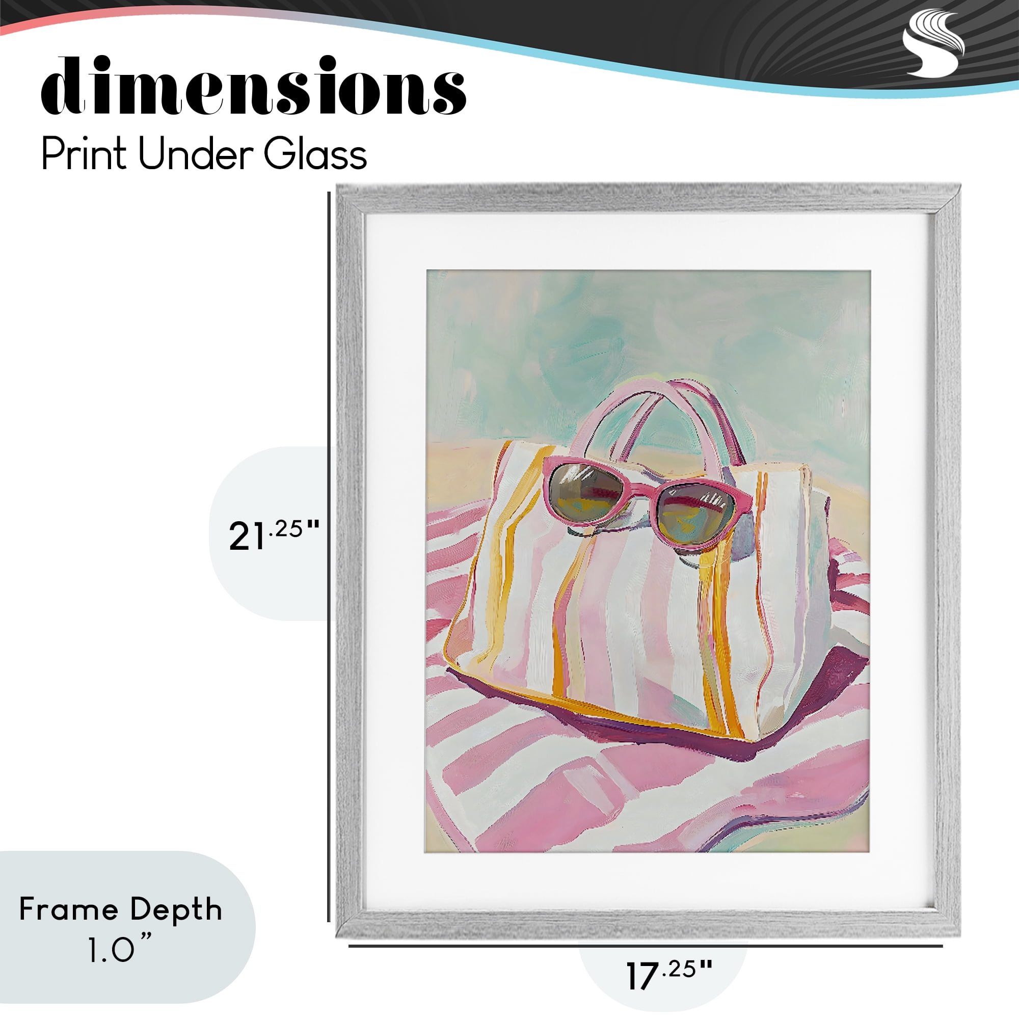 Stupell Industries Beach Bag & Sunglasses Gray Framed Print Under Glass, design by The Prints Vibe