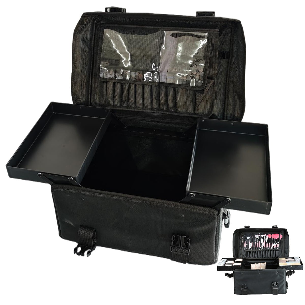 Port 3in1 メイクアップケース ロック付き Travel Makeup Bag with Combination Lock Case Large Capacity 3