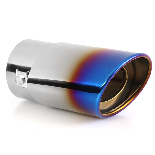 Silenciador Punta Escape Coche Acero Inoxidable Recto Azul Quemado