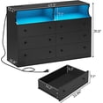 thumbnail image 6 of 6 Drawer Dresser with LED Lights and Charging Station Modern Chest of Drawers Storage Cabinet for Bedroom Living Room,Black, 6 of 10