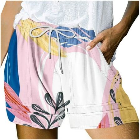 Beach Shorts for women Women s Summer (Not Positioned) Printed Multi Pocket Lace Up Shorts Casual Pants Womens Shorts For Summer