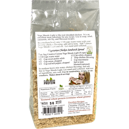 Vege Shreds Light, Veggie Shreds Light, Plant Based, Bulk 5 pounds, FREE Shipping