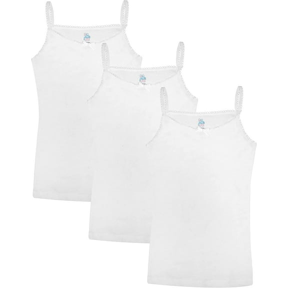 Jack & Jill Girls Undershirts - Cami Tank Top - White Tank Top - 100% Cotton (Size 2)