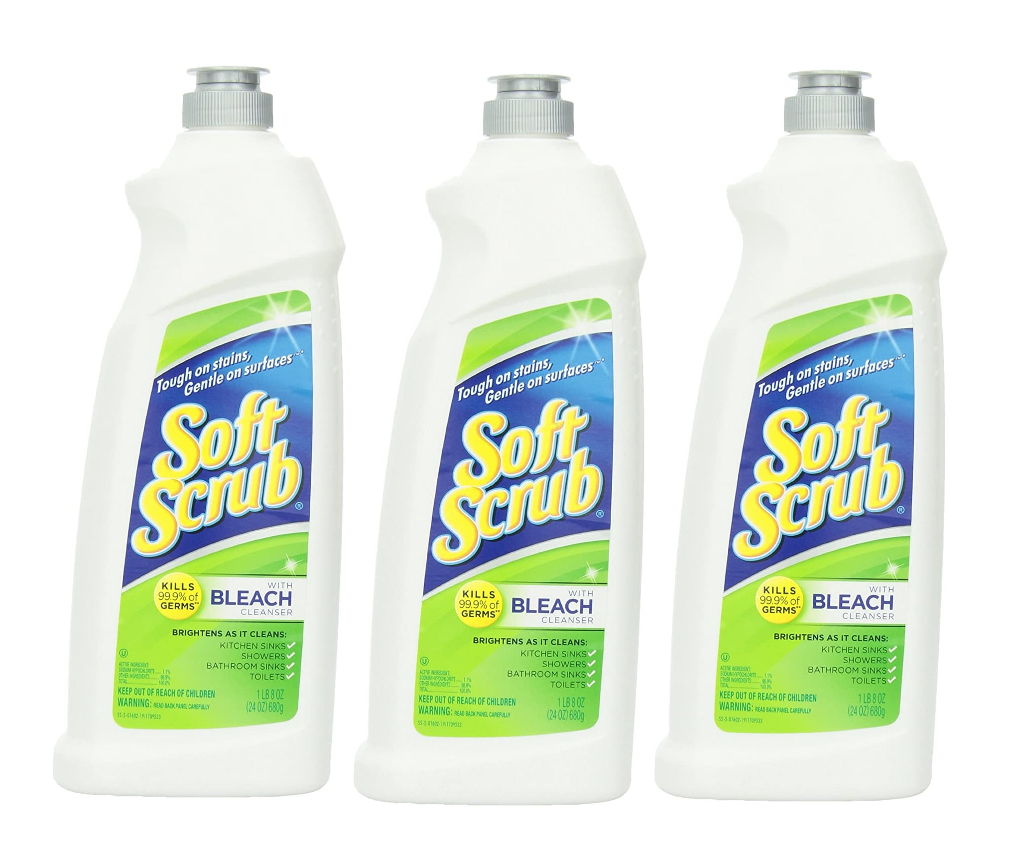 Soft Scrub® 2490323, Cleanser with Bleach, 24 Oz, White, Cream, (9 per Case)