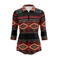 thumbnail image 2 of Uorisanigo Geometric Tribe Womens Moisture Wicking Casual Tennis Activewear Size S Versatile Fashionable Long Sleeve Golf Polo Shirts with 1/4 Zipper Casual Outing Wear Pullover, 2 of 7