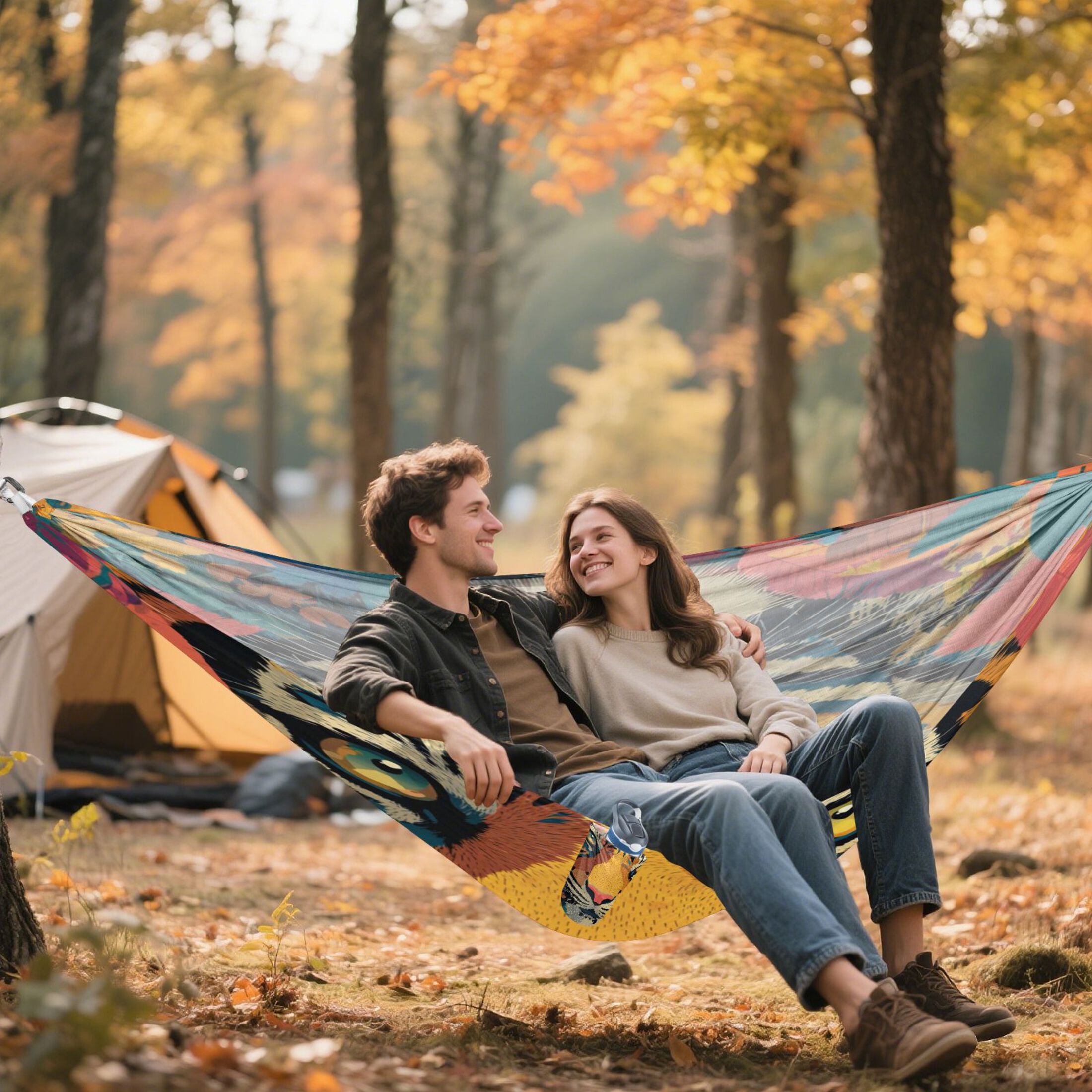 Hammock Camping Hammock Nylon Portable Hammock Travel Camping Hammock Orange Tiger Cartoon