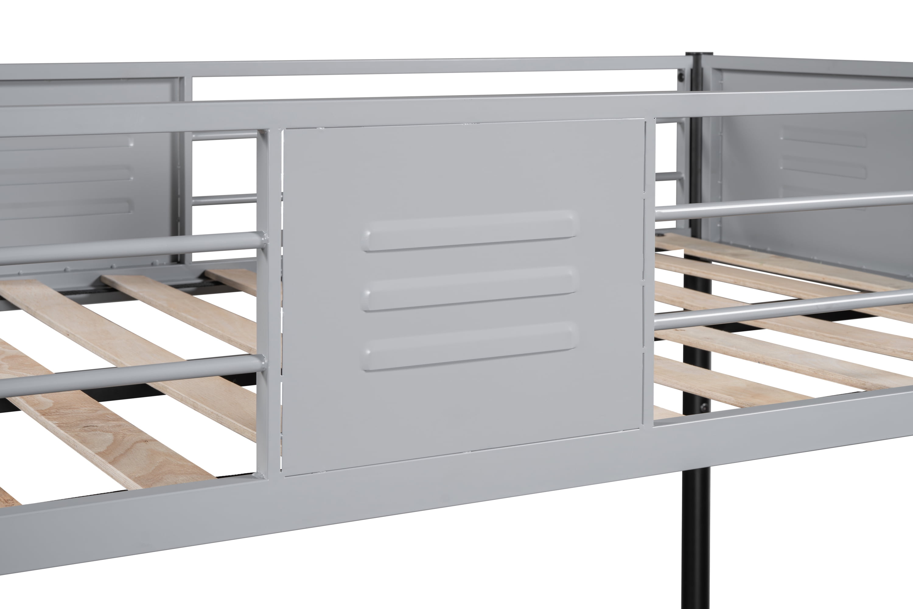 Metal Bunk Bed, Twin Over Twin Bunk Bed, Heavy Duty Bunk Bed with Vent Board and Full Length Guardrail, Black, Noise Reduced