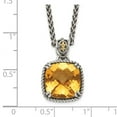 thumbnail image 5 of Auriga Fine Jewelry 925 Sterling Silver with 14K Accent Antiqued Checkerboard Cushion Citrine Necklace for Women 18", 5 of 6