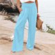 thumbnail image 1 of ICHUANYI Clearance Women's Loose Wide Leg Pants High Waist Straight Pants Casual Solid Pants(Light Blue, S) ICHUANYI WER2023080817754, 1 of 6