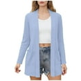 thumbnail image 2 of Ahuyic Fall Womens Blouse,Knit Cardigan Lightweight Open Front With Pockets For Fall Winter,Light Blue,XXL, 2 of 5