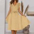 thumbnail image 1 of Floleo - Vestido de mujer, liquidación, moda de verano, para mujer, cuello en V, estampado de lunares, vestidos casuales de manga corta, 1 of 5