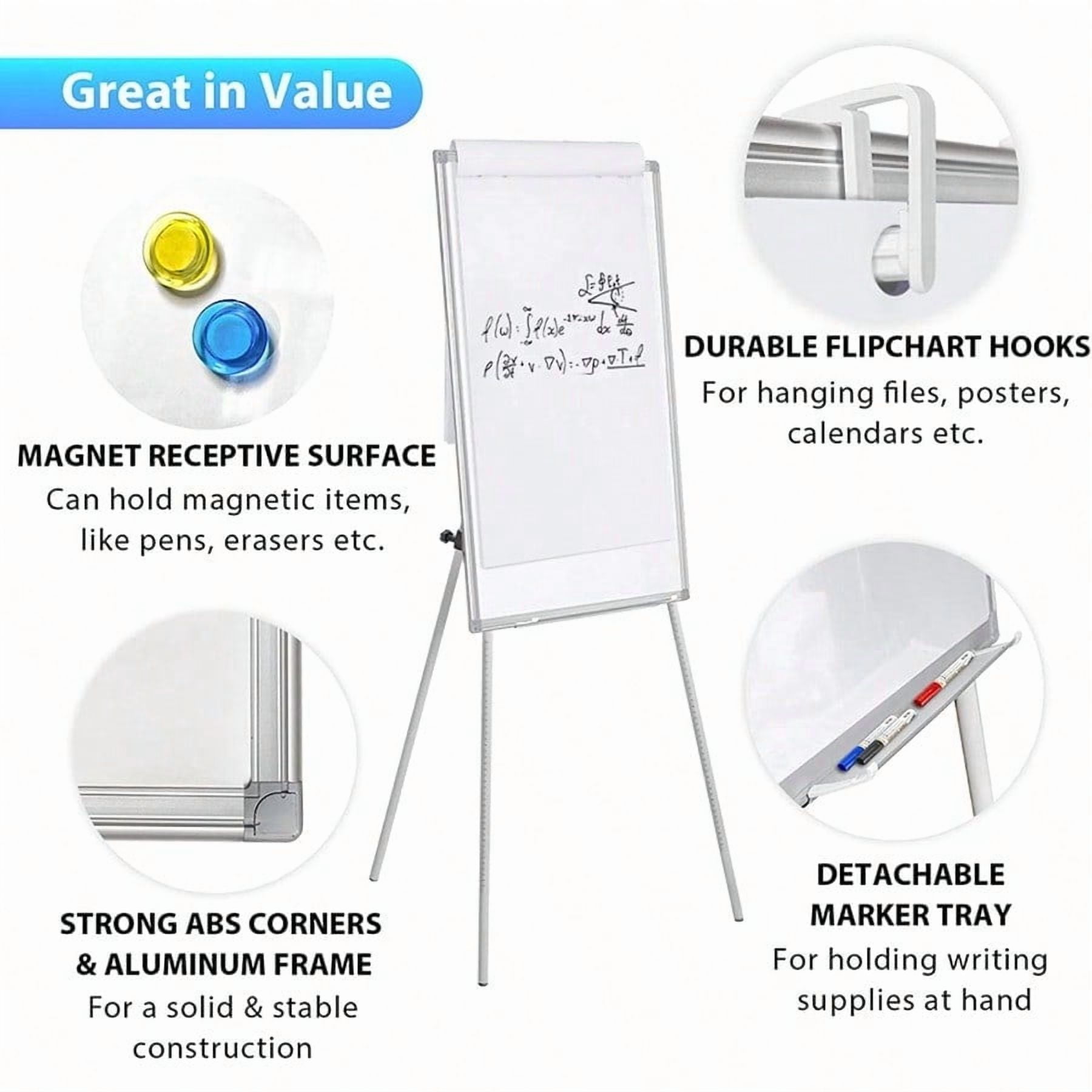 Easel Whiteboard - Magnetic Portable Dry Erase 36 x 24 Tripod Height Adjustable, 3' x 2' Flipchart Easel Stand White Board for Office or Teaching at Home & Classroom (36x24 White)