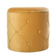 thumbnail image 1 of Round Wooden Velvet Ottoman Stool with Lid, Yellow, 1 of 6