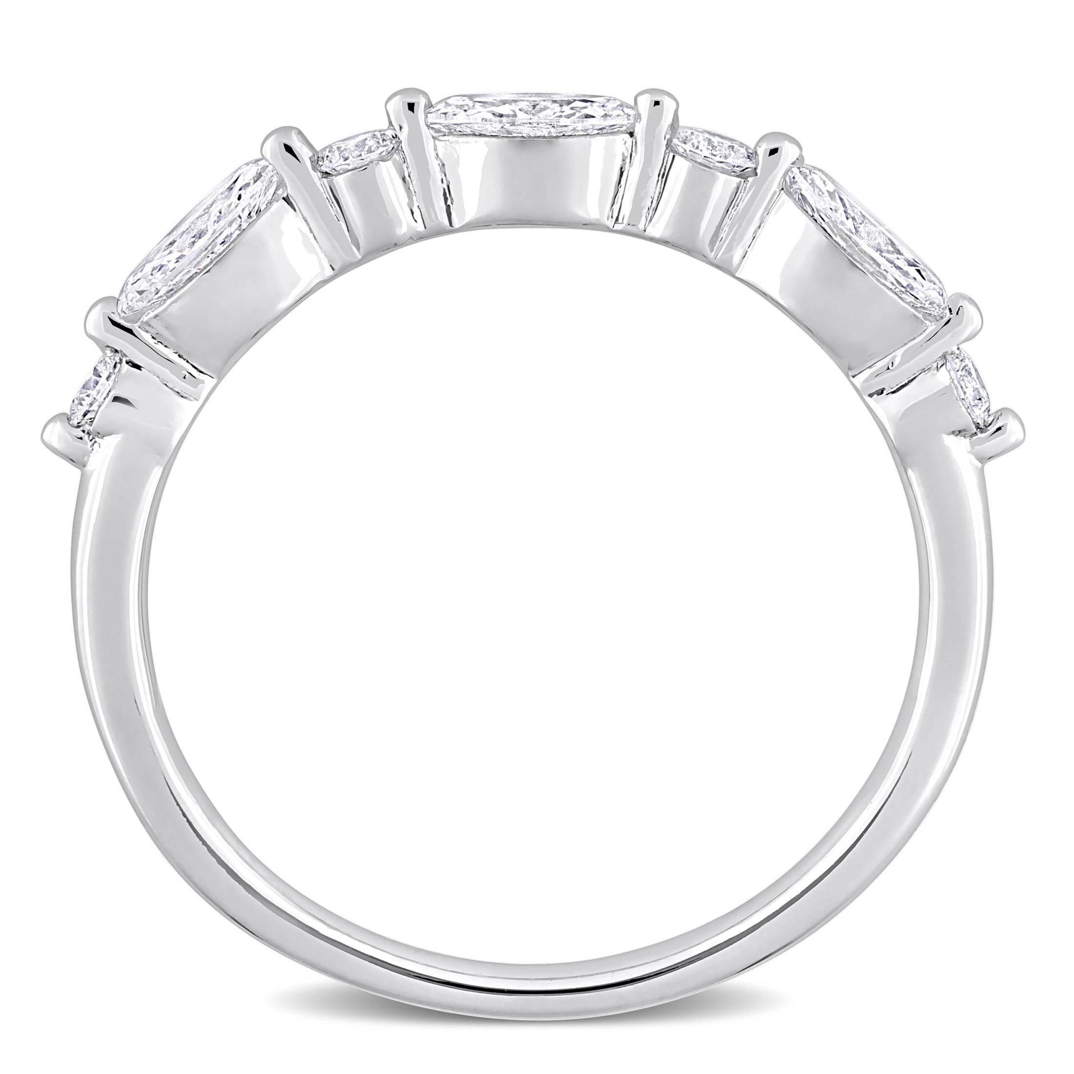Created Forever Women's 5/8 Carat T.G.W. Lab Created Diamond Platinum Plated Sterling Silver Semi-Eternity Ring
