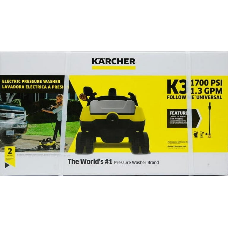  Kärcher - K3 Follow Me TruPressure Electric Power Pressure  Washer - 1800 PSI - 4-Wheeled - With Vario Power & Dirtblaster Spray Wands  - 1.3 GPM,Yellow : Patio, Lawn & Garden
