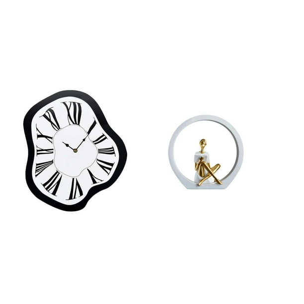 Reloj de pared,Reloj de pared interior nórdico con números romanos,Relojes distorsionados Reloj electrónico de lujo moderno,Estatua de niña,Estatuas de niñas y mujeres,figuras decorativas
