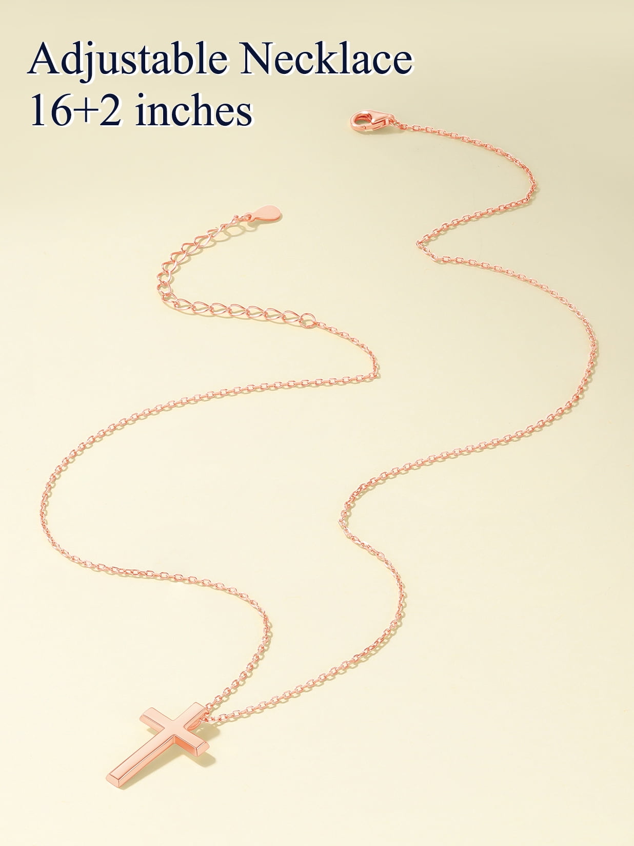 Suplight Cross Necklaces for Women, Rose Gold Plated Sterling Silver Faith Pendant Jewelry Gift for Women