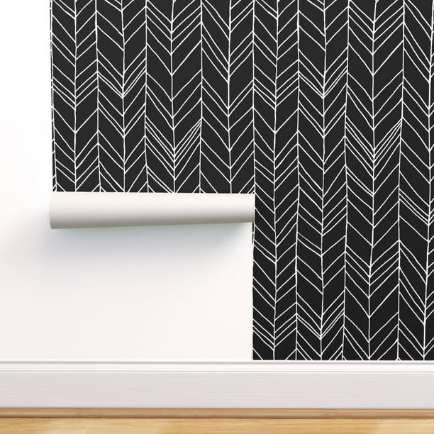 PeelandStick Removable Wallpaper Chevron Herringbone Black White Modern PeelandStick Removable Wallpaper Chevron Herringbone Black White Modern