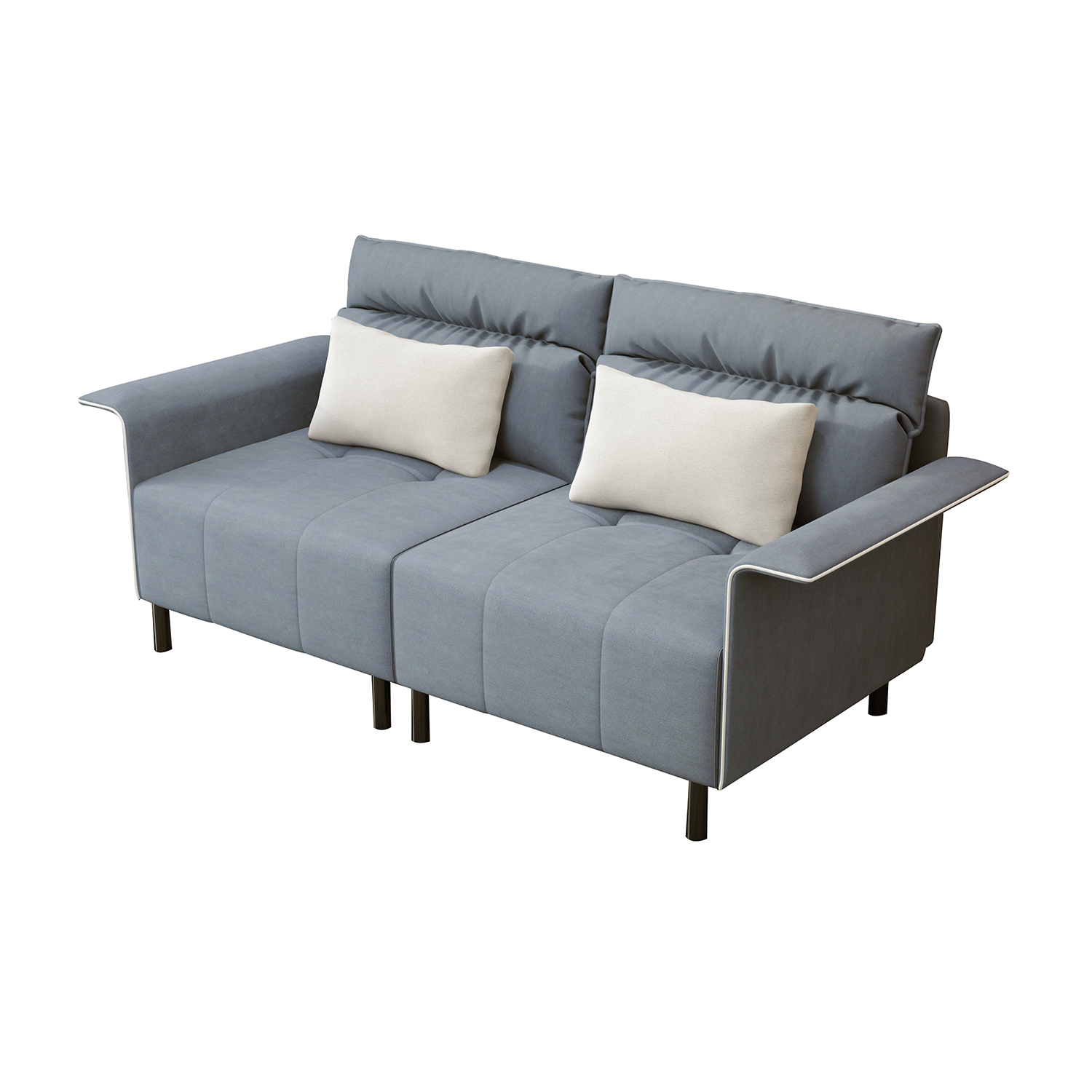 Kadyn 2-Seater Sofa, Suede Mid-century Tufted Love Seat for Living Room, Modern Suede Upholstered Accent Sofa for Small Spaces, Light Grey