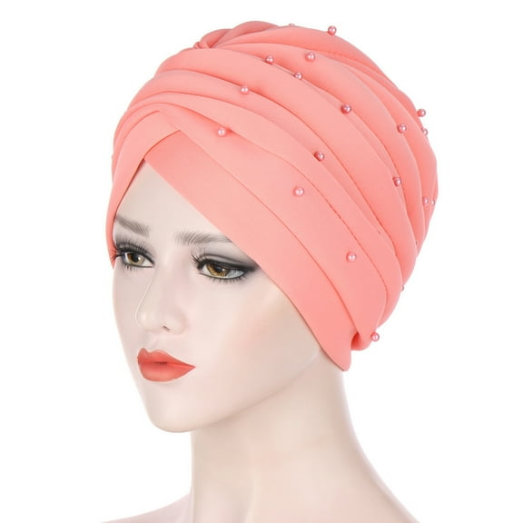 BEFOKA Headscarves for Women Pre Tied Solid Sliper On Caps Headwears Turban Headwrap Knot Pleated Chemo Headwears for Women
