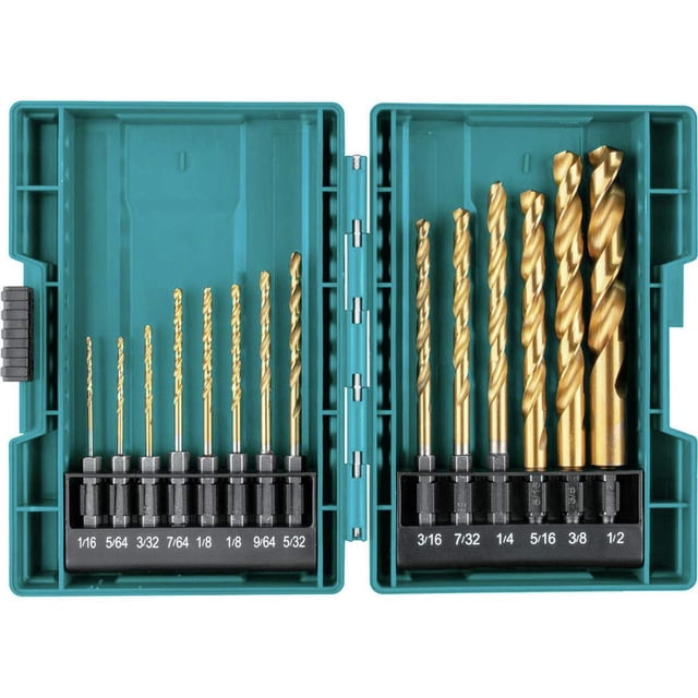 Juego de brocas Makita Impact Gold Titanium, 14 piezas, 1/4 pulgadas, hexagonales