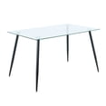 thumbnail image 4 of 29.5H“  Kitchen Glass Dining Table with Chrome Metal Legs,  Modern Rectangular Tempered Glass Table top for Kitchen & Dining Tables, Black legs, 4 of 8