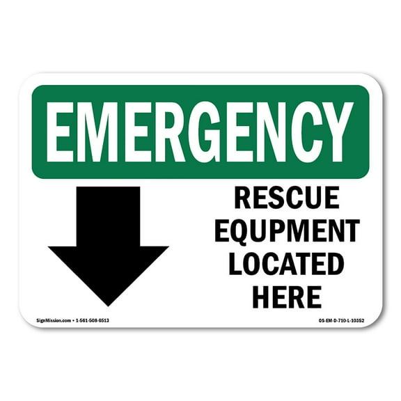 OSHA EMERGENCY Sign - Rescue Equipment Located Here | Aluminum Sign | Protect Your Business, Construction Site, Warehouse & Shop Area | Made in the USA