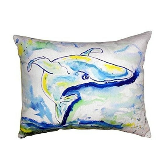 Betsy Drake Blue Whale No Cord Pillow 16x20