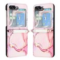 thumbnail image 2 of Compatible for Samsung Galaxy Z Flip5 Crossbody Slim Folding Case, Marble Pattern Luxury PU Leather Detachable Shoulder Strap Lanyard Shockproof Cover for Women Girls,Rosegold, 2 of 6