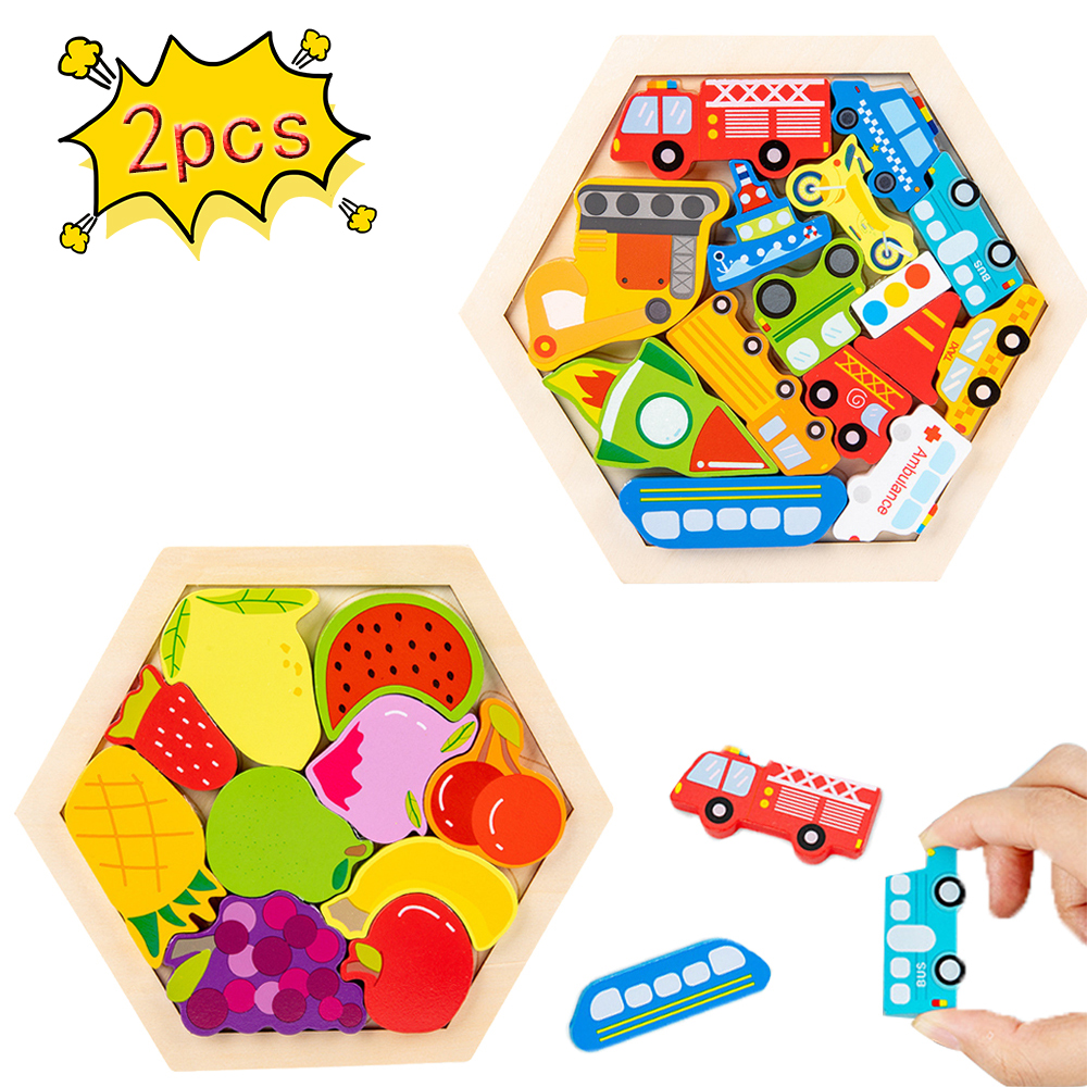 Wooden Animal Puzzles For Toddlers - 6 Colorful Animals, Montessori Learning Toy With Storage Bag, Ages 3+