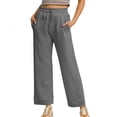 thumbnail image 3 of TaTaai Women's Trendy Loose Wide Leg Casual Pants with Double Pockets Home Lounge Fitness Trousers Soft Stretchy Breathable Versatile Daily Commute Bottoms Gift, 3 of 7