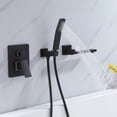 thumbnail image 2 of 2 Handle Wall Mounted Bathroom Tub Filler with Hand Shower, Brass Matte Black Waterfall Bathtub Faucet, Matte Black, 2 of 5
