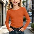 thumbnail image 2 of Bovxnpu Girls Long Sleeve Shirts Undershirts Ribbed Long Sleeve Crew Neck Top Fall Winter Outfits, 2 of 10