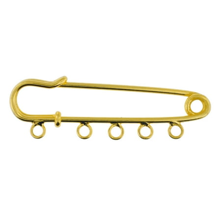 Safety Pin Charm Holder - PinMart's Gold Plated Giant Safety Pin w/ Charm Loop Holder