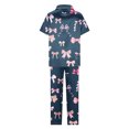 thumbnail image 4 of Sexy Pijama Conjunto para las Mujeres Impreso Bolsillo Pantalones de Manga Corta, Traje Suelto Casual para el Hogar Y el Salón, 4 of 9