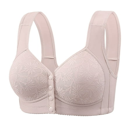 Gnurob Womens Front Closure Bras Lace Plus Size Brassiere Posture Full Coverage Bralette No Underwire Bra Back Support Underwear Comfort Breathable Bralettes Clearance Saving Gray 36