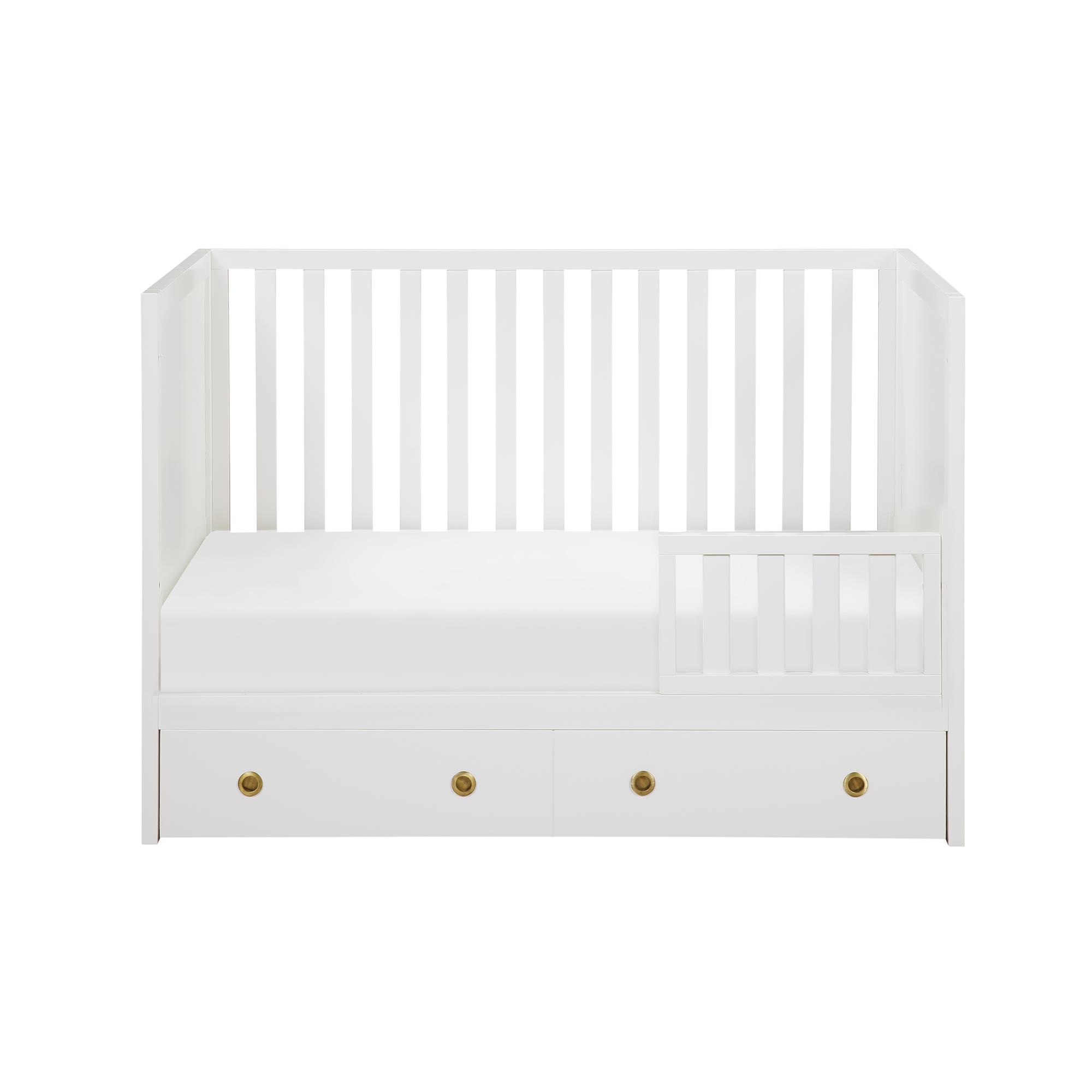 Novogratz Rue 3-in-1 Convertible Baby Crib with Storage Drawer for Nursery, White - image 3 of 13