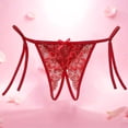 thumbnail image 4 of Iyufng Women's Tie Side Lace Open Crotch Thong Panties Adjustable String Cheeky Low Rise Lingerie Underwear, 4 of 5