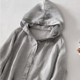 thumbnail image 4 of JUSLIO Hoodies for Women Full Button Front Chest Patch Pocket Breathable Sun Protection Shirt,Linen Hooded Drawstring Collar Hoodies Sweatshirts Gray L, 4 of 9