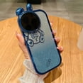thumbnail image 4 of Astronaut Hidden Stand Phone Case for iPhone 14,Cute Rabbit Astronaut Lens Camera Protector Kickstand Luxury Glitter Bling 6D Electroplated Clear Soft TPU Case for Women Blue, 4 of 16